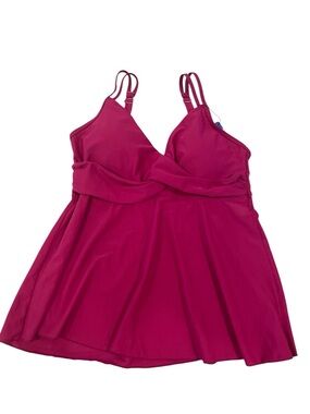 Hilor Women’s Tankini Swim Top Size 12 Magenta/Hot Pink NWT